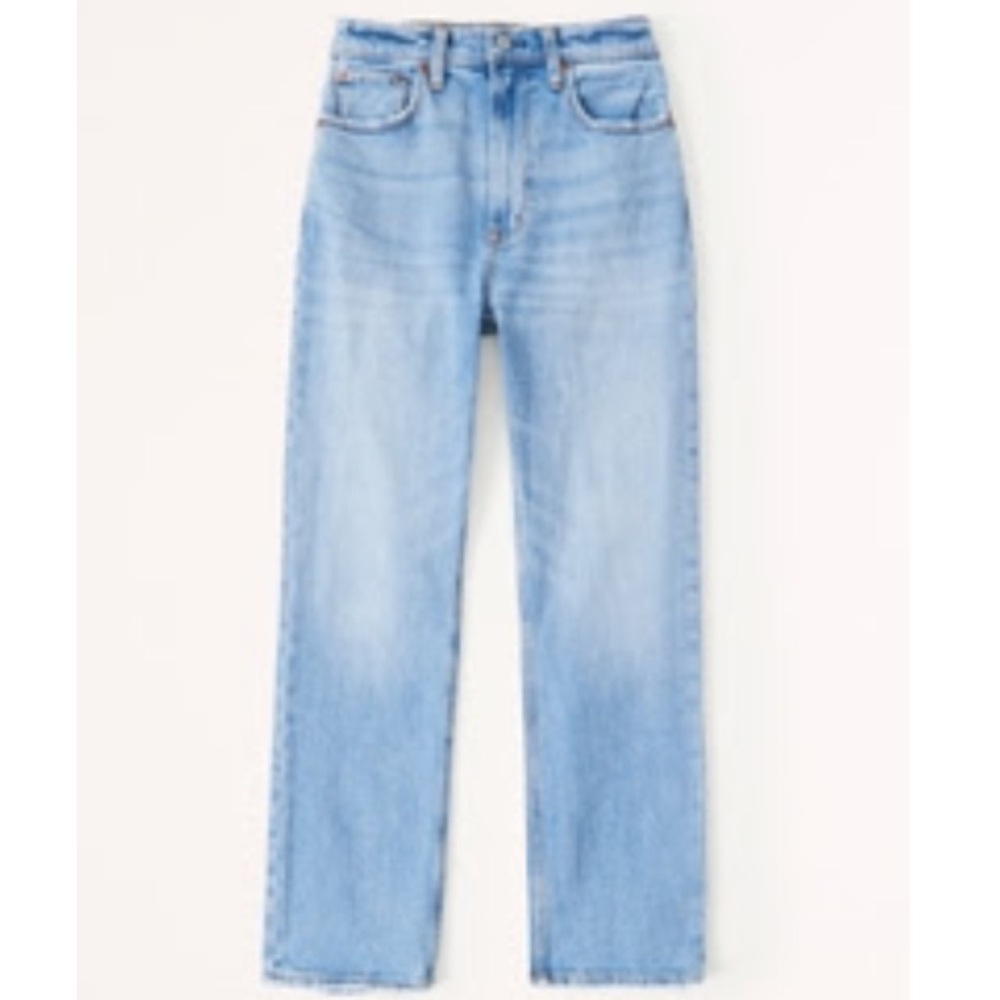 Abercrombie & Fitch Light Wash Ankle Straight Leg Jeans with Ankle Distressing